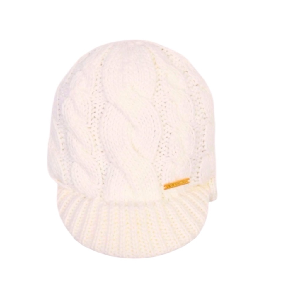 Michael Kors Cream Logo Cable Knit Cap